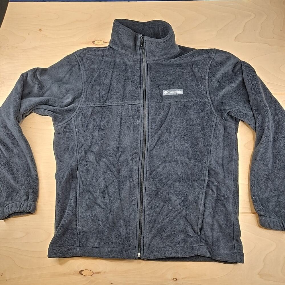 Columbia Size Large Unisex Full Zip Up Fleece Jacket Dark Gray Sport Camping L